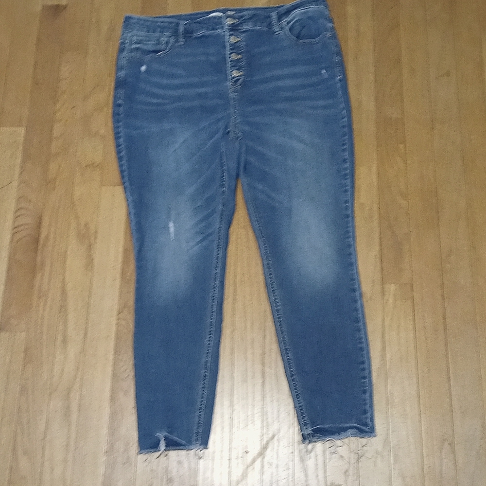 Old Navy Womens Rockstar Super Skinny High Rise Jeans Button Fly
